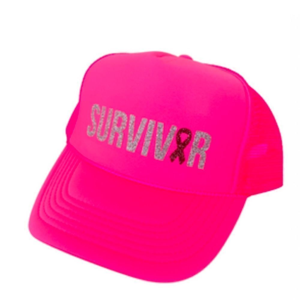 NWT "Survivor" - Hot Pink Silver & Pink Glitter Trucker Hat Snap Back NEW